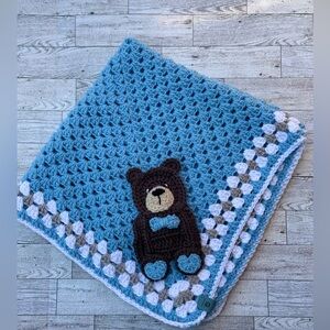 Crochet Baby Blanket - Baby Blanket - Baby Bear Blanket - Baby Bear - Teddy Bear